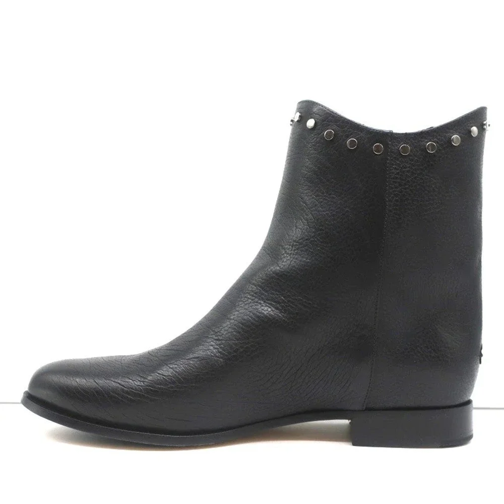 Jimmy Choo Marco Flat Ankle Boots Black Studded Leather Size 37 NEW - Picture 7 of 10
